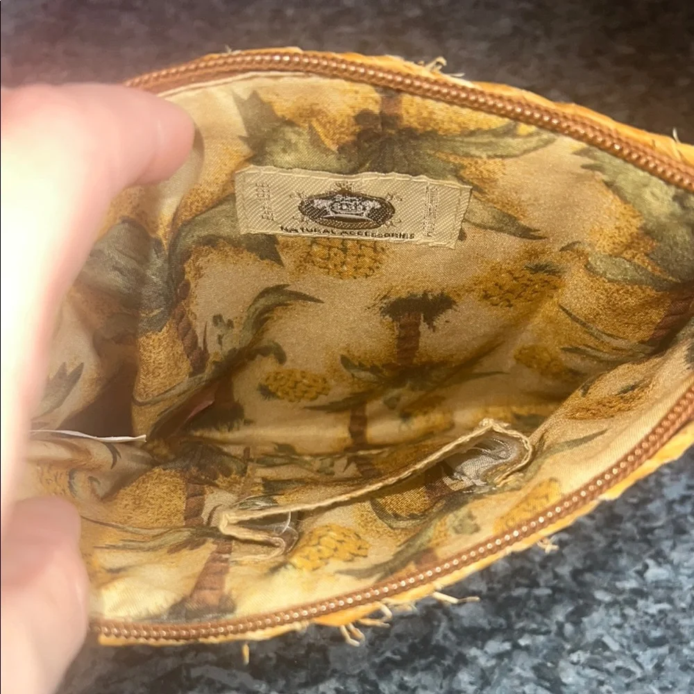 Sun N Sand Rattan Woven Tan Clutch‎ Wristlet with beading